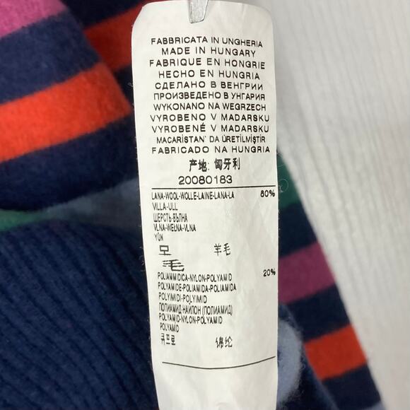 Nwot UNITED COLORS OF BENETTON Sweater M Wool Rainbow-Stripe Crew Long-Sleeve - Picture 6 of 9